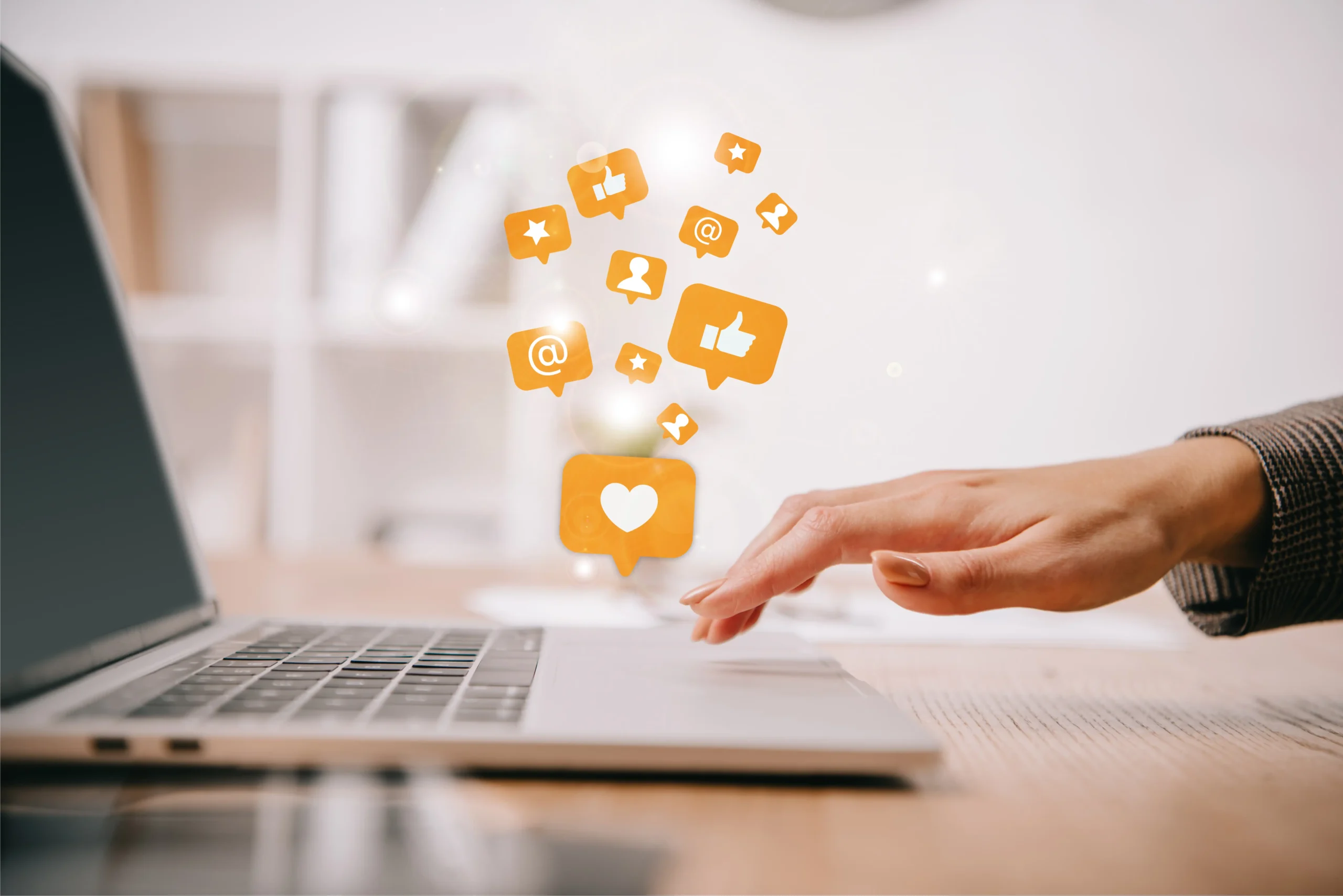 Icons showing content engagement from social media ads