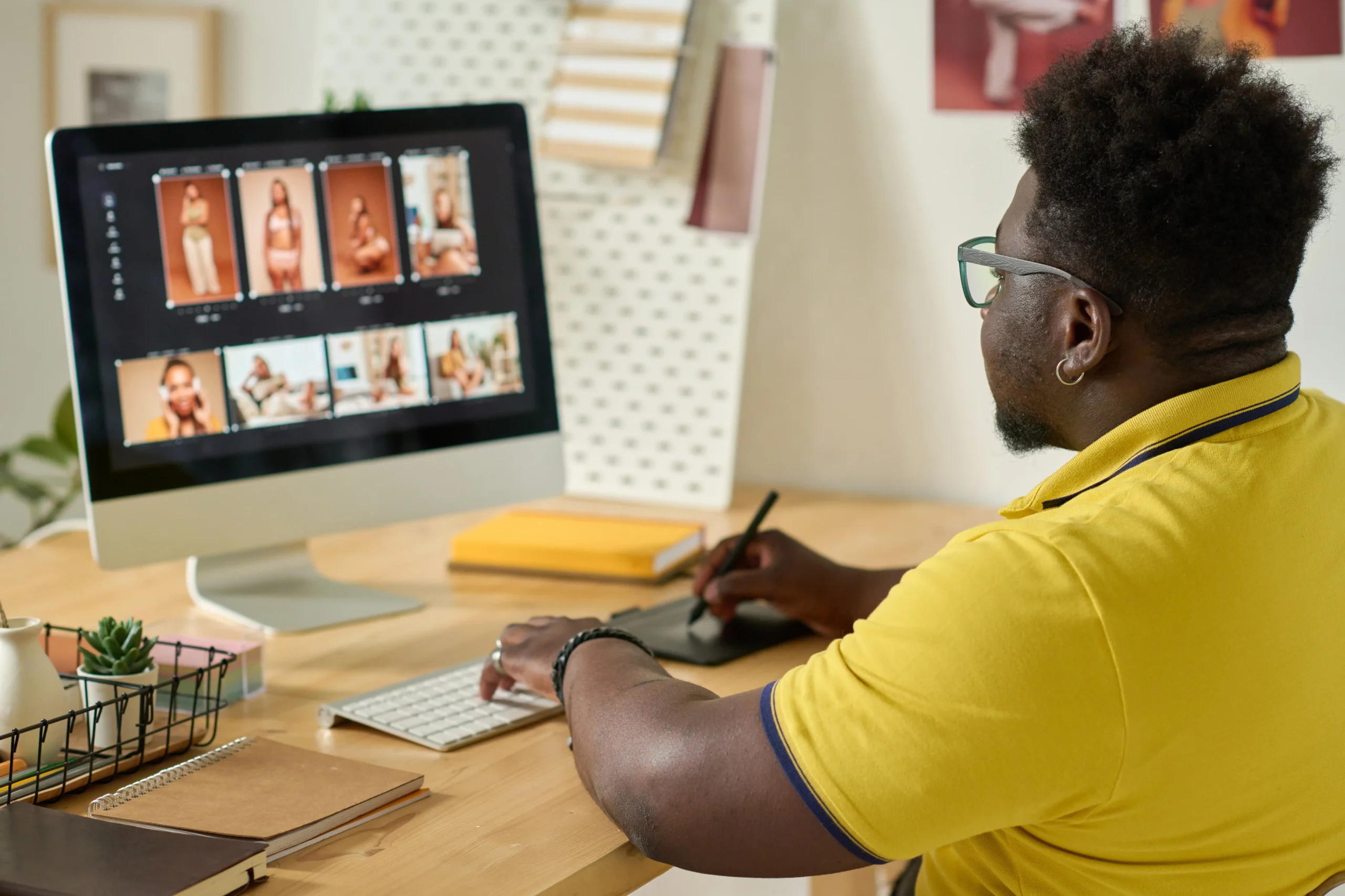 A man creating social media content