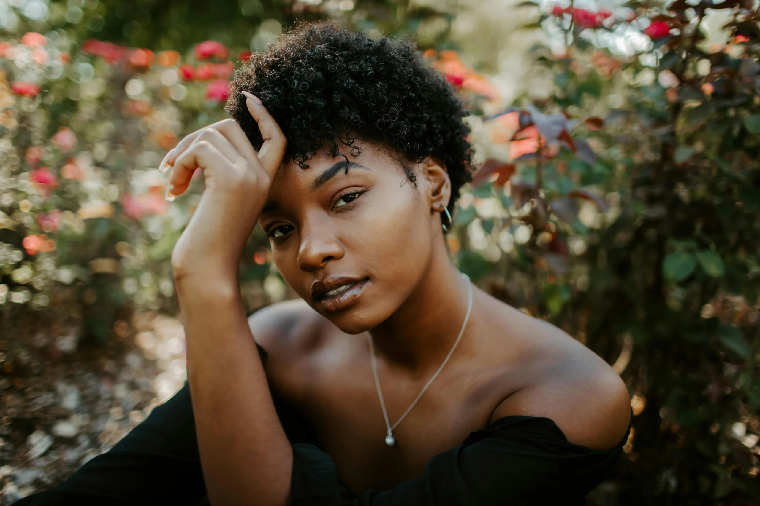 A beautiful lady in a garden