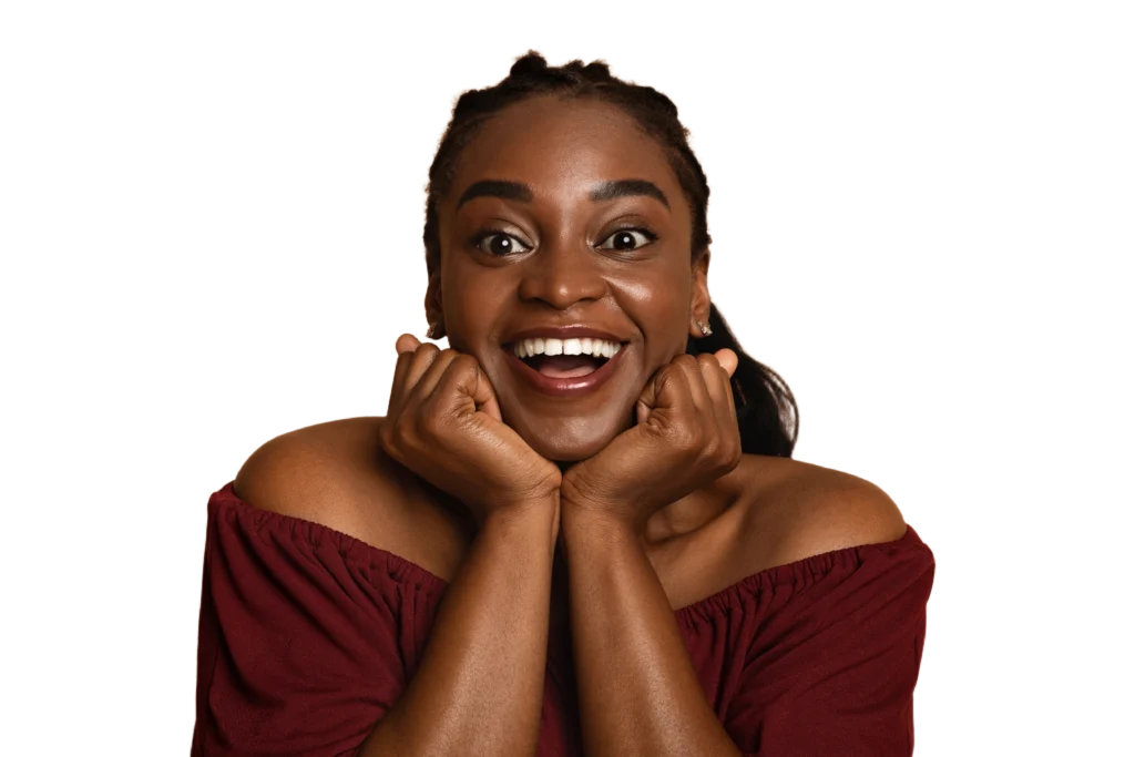 A happy woman smiling