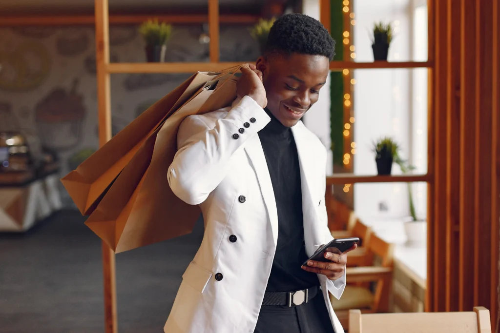 Man waiting for their online order on shopify
