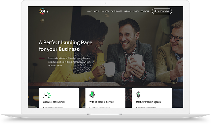 A laptop mockup of a website