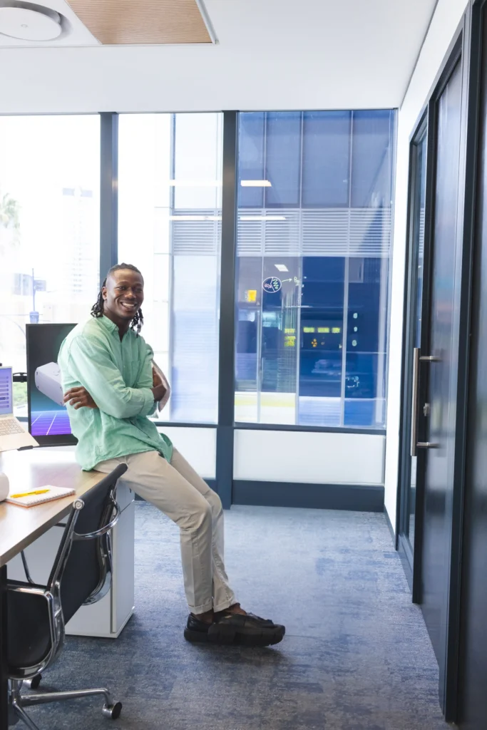 man sitting on a desk
