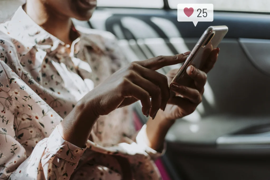 woman using social media