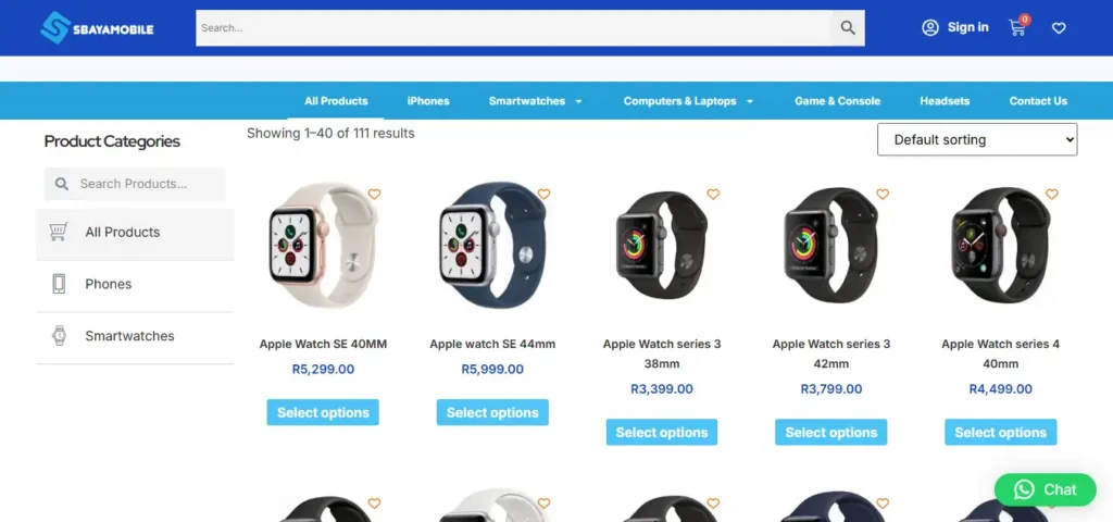Sbaya Mobile Shop Page