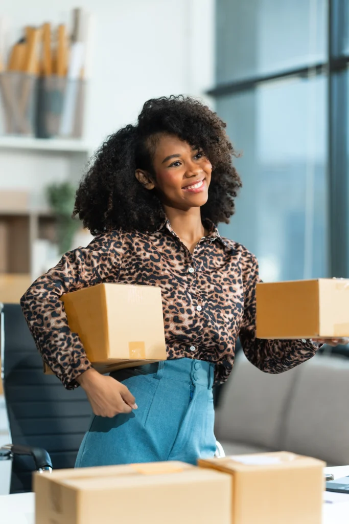 Young African woman with afro brown hair