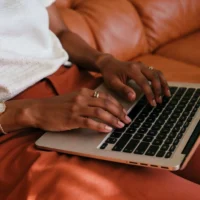 woman working on a laptop