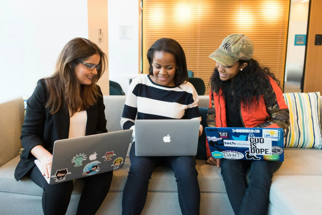 Ladies working on their laptops