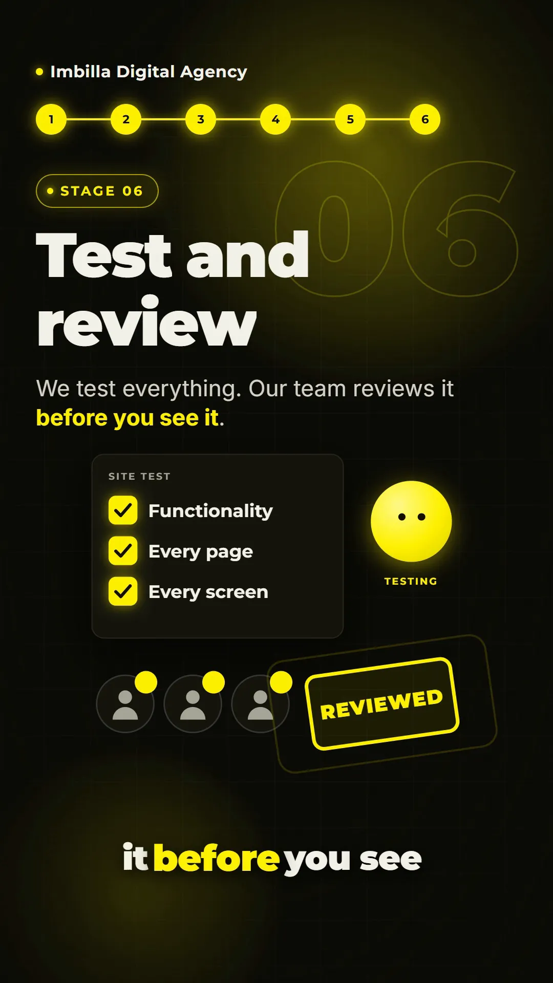 Stage 6, test and review